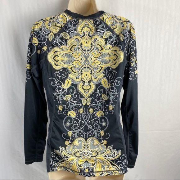 4/$25 Athleta Runaway Top Long Sleeve Damask Paisley Run Athletic Shirt Womens S - Picture 3 of 5